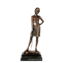 Weibliche Figur handgefertigte Fechter Bronze Skulptur Sammlung Messing Statue TPE-755